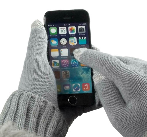 Guanti touch screen grigi per